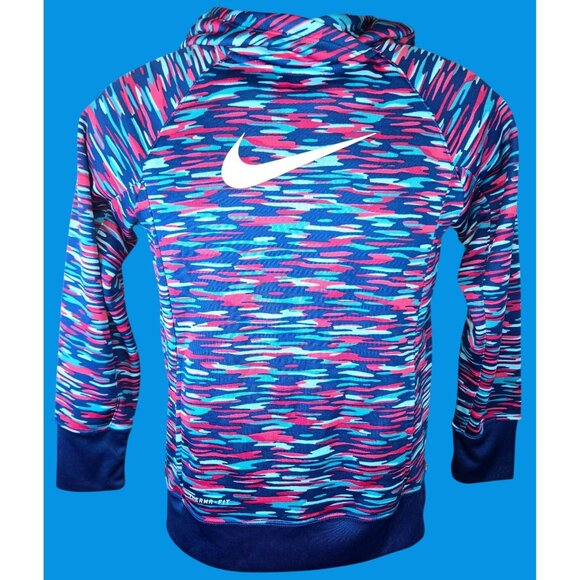 Nike Therma-Fit Kids Multicolor Patterned Hoodie Large Long Sleeve Pullover - Picture 2 of 8